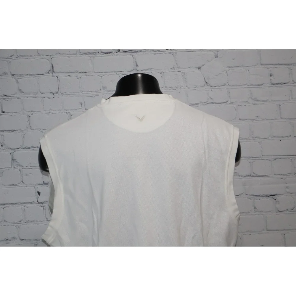 Callaway Golf Sport Men XL White V-Neck Sleeveless Sweater Vest Cotton Knit